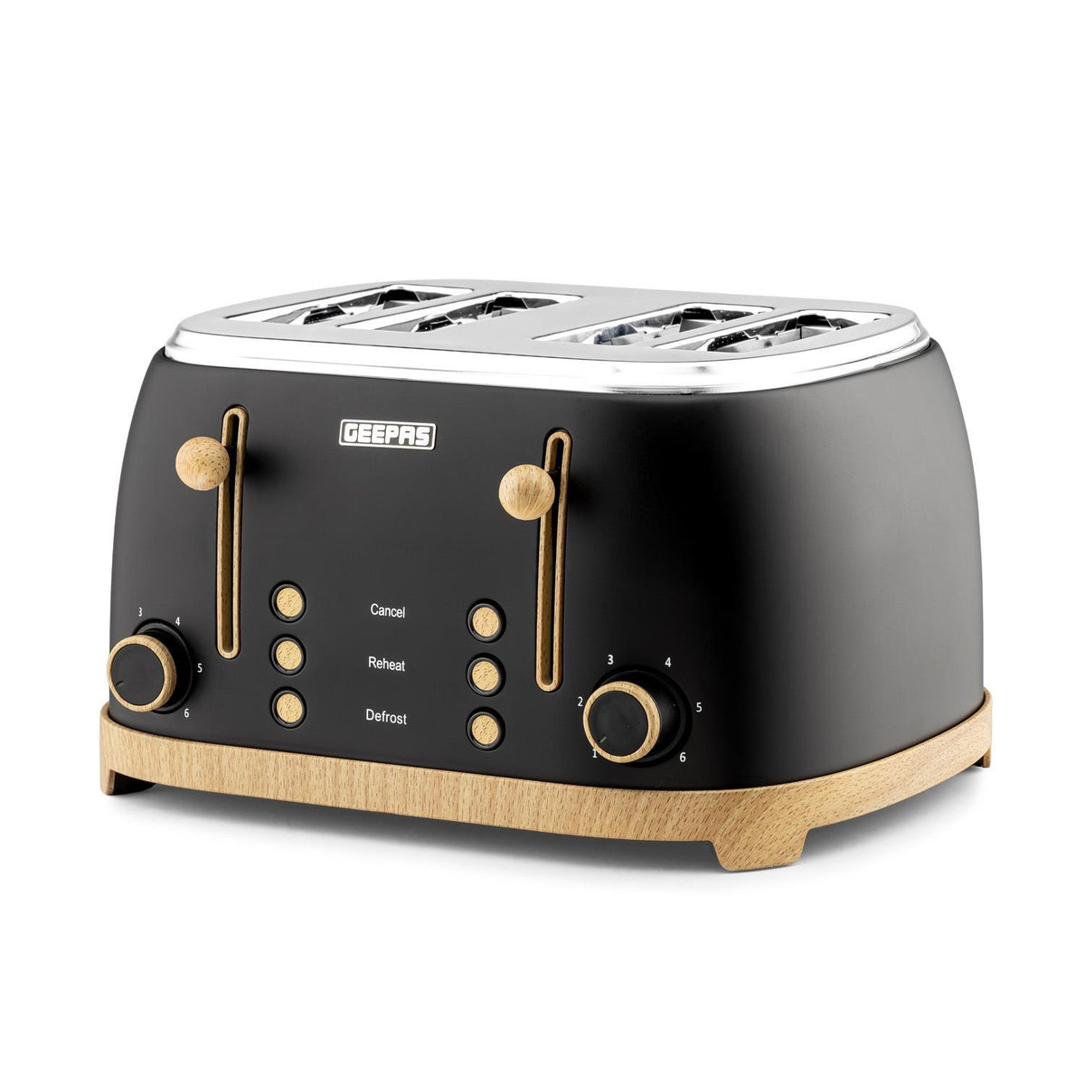 NordiQ 4-Slice Black Toaster With 6 Browning Levels and Defrost