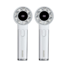 2-Pack White Hand Held Mini Digital 100-Speed Travel Fans