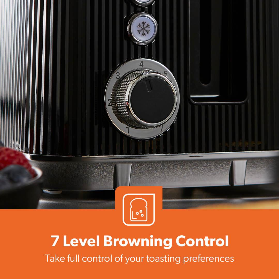 Black Arcus 2 Slice Toaster With 7 Browning Levels