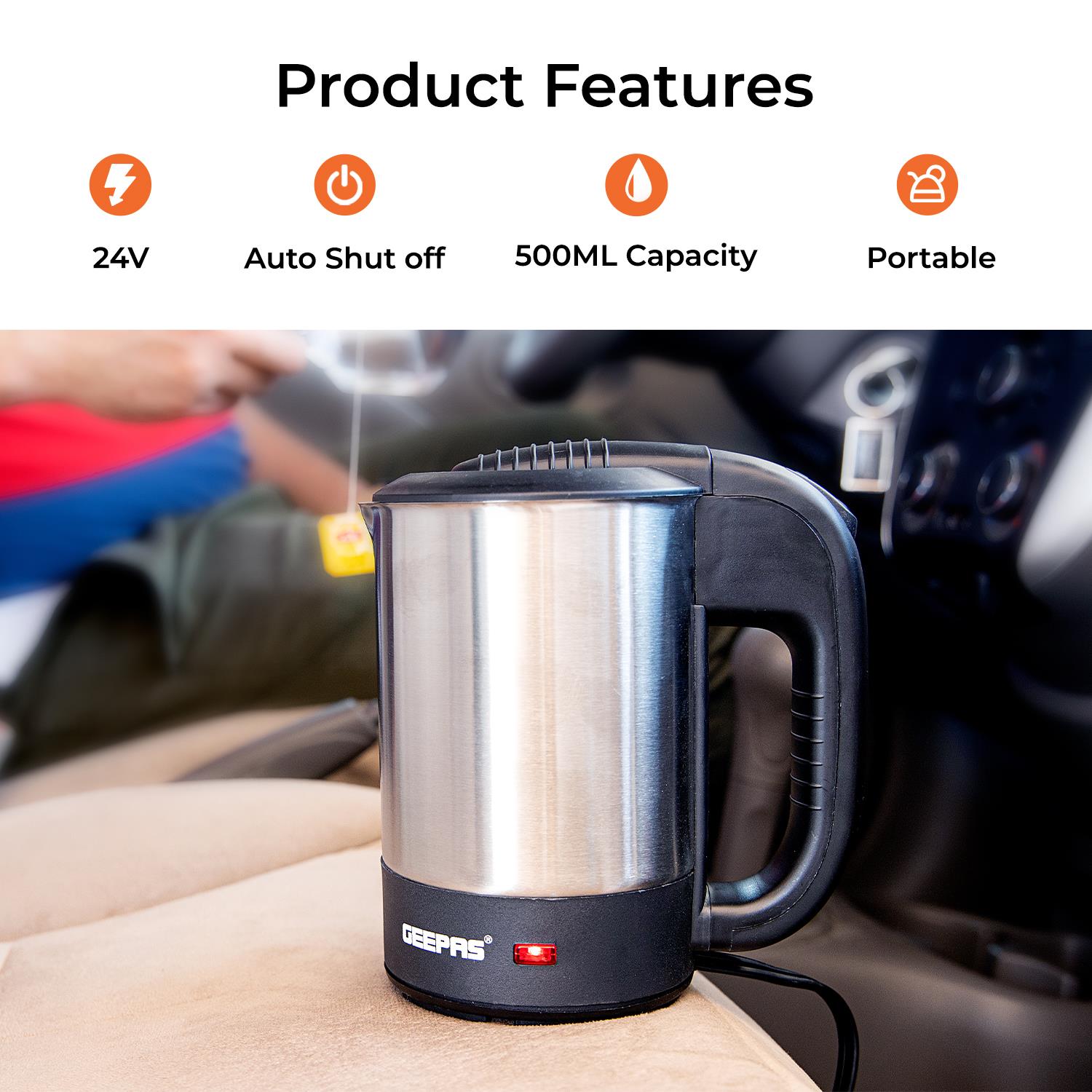 24V Car Travel Kettle 500ML Caravan Portable