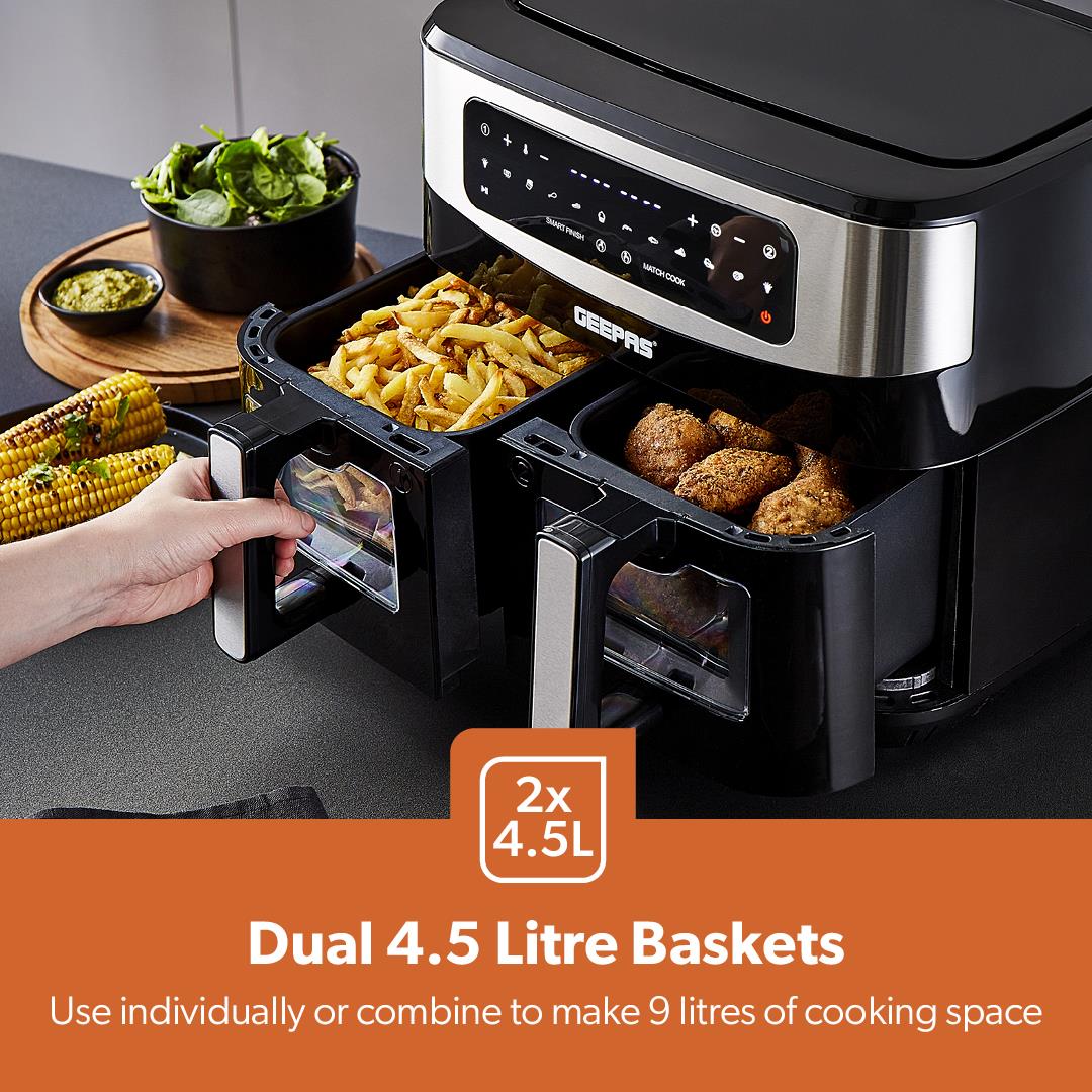 9L Dual Basket Rapid Vortex Air Fryers + Free Recipe Ebook