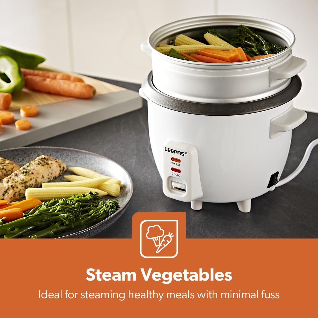 3-In-1 White Automatic Electric Rice Cooker and Steamer 0.6L