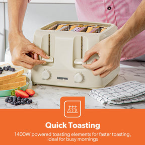 Plastic Beige 1.7L & 4-Slice Kettle and Toaster Set
