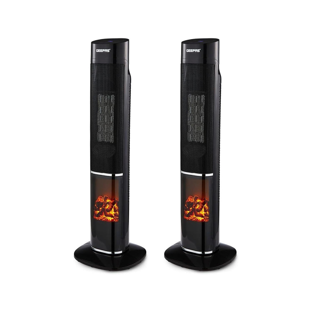 Energy-Efficient 3D Digital Fireplace Tower Fan Heater (Pack Of 2)