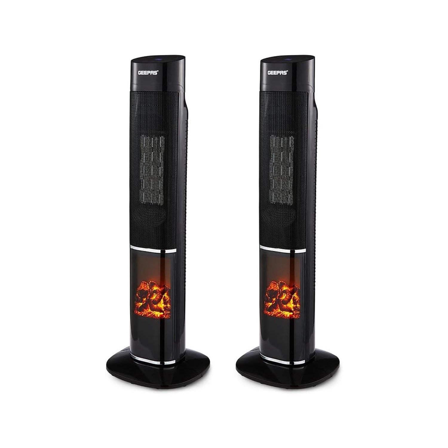 Energy-Efficient 3D Digital Fireplace Tower Fan Heater (Pack Of 2)
