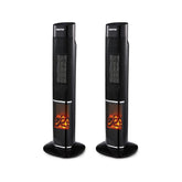 Energy-Efficient 3D Digital Fireplace Tower Fan Heater (Pack Of 2)