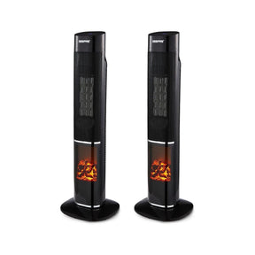 Energy-Efficient 3D Digital Fireplace Tower Fan Heater (Pack Of 2)