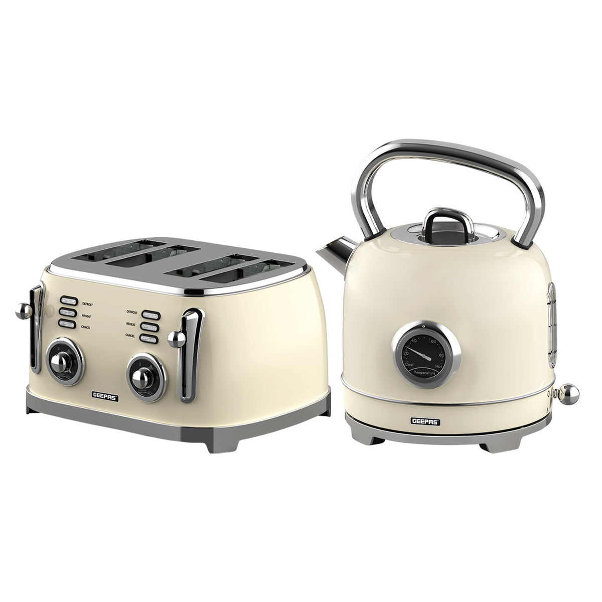 Cream Retrovive Matching Dome Kettle and Toaster Set