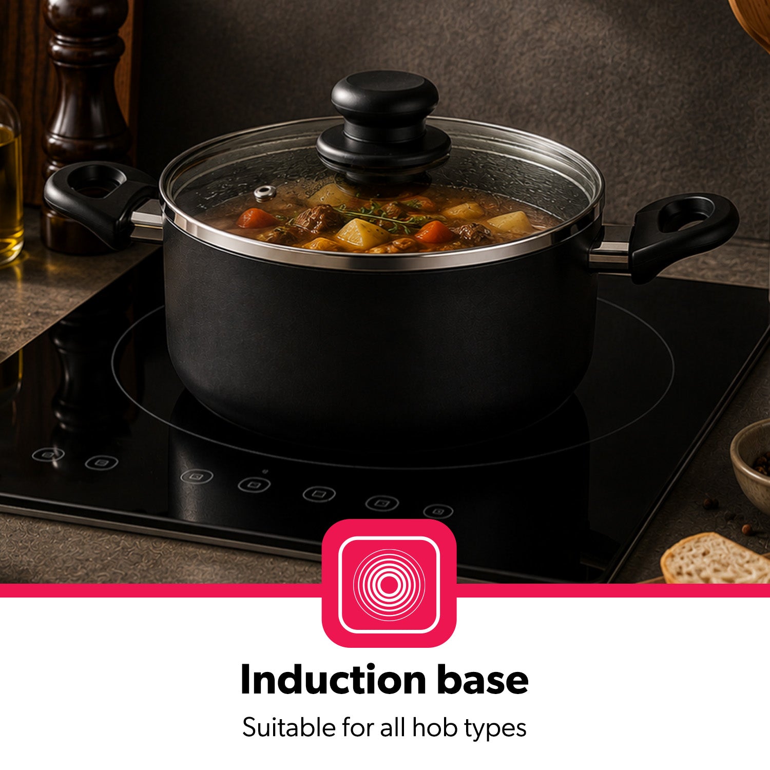 5-Piece Non-Stick Pressed Aluminum Casserole Cookware Set