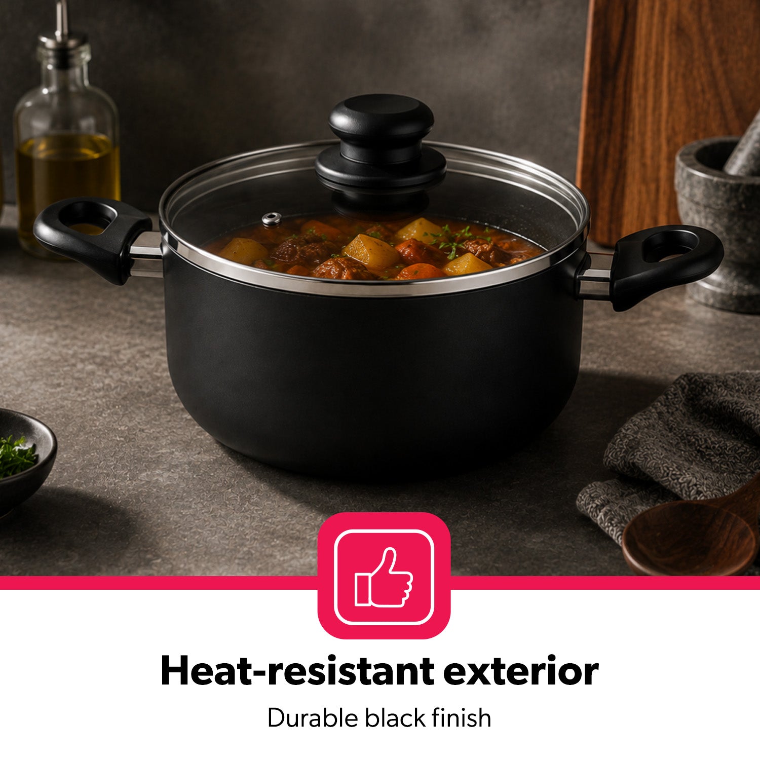 5-Piece Non-Stick Pressed Aluminum Casserole Cookware Set