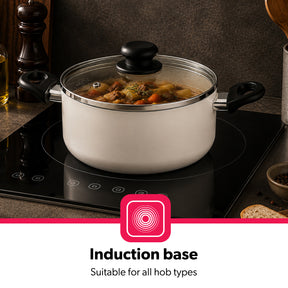 5-Piece Cream Non-Stick Pressed Casserole Cream Cookware Set