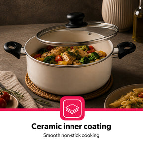 5-Piece Cream Non-Stick Pressed Casserole Cream Cookware Set