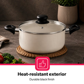5-Piece Cream Non-Stick Pressed Casserole Cream Cookware Set