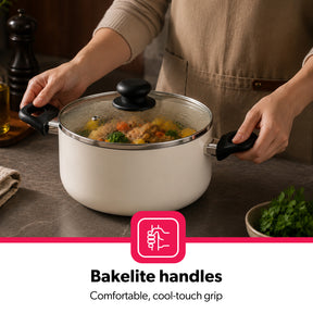 5-Piece Cream Non-Stick Pressed Casserole Cream Cookware Set