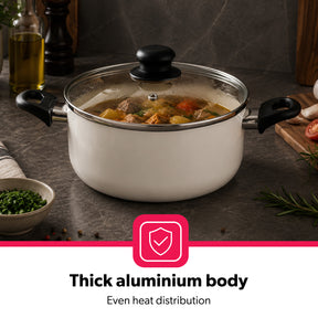 5-Piece Cream Non-Stick Pressed Casserole Cream Cookware Set