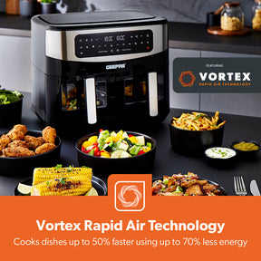 9L Digital Vortex Dual Basket Air Fryer + Free Recipe E-Book