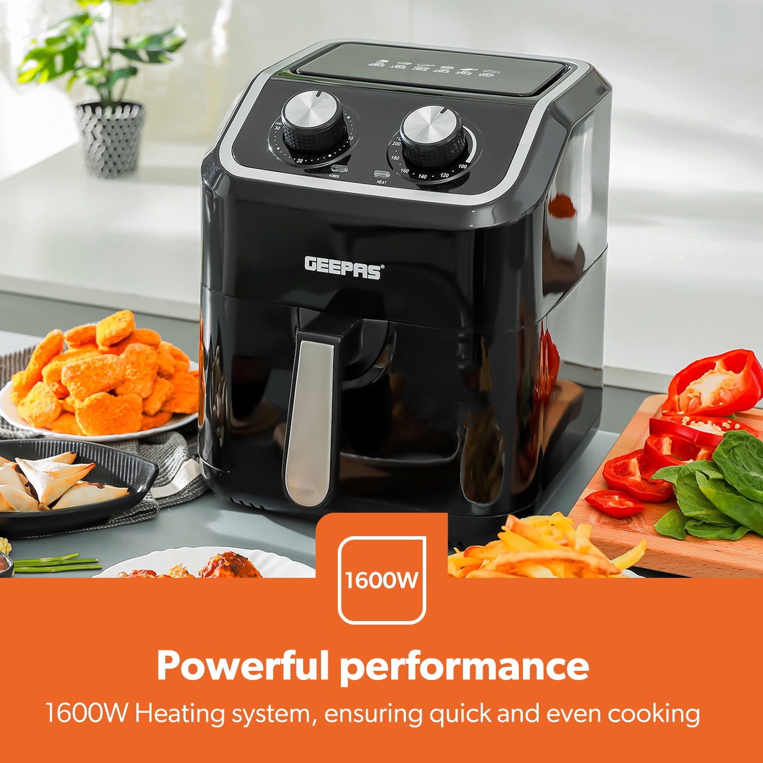 6-in-1 Manual Vortex Rapid Air Fryer 5L + Free Recipe E-Book