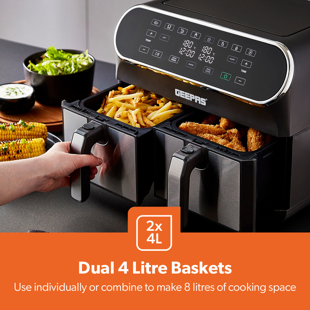 8L 'Vortex' Large Stealth Dual Basket Air Fryer