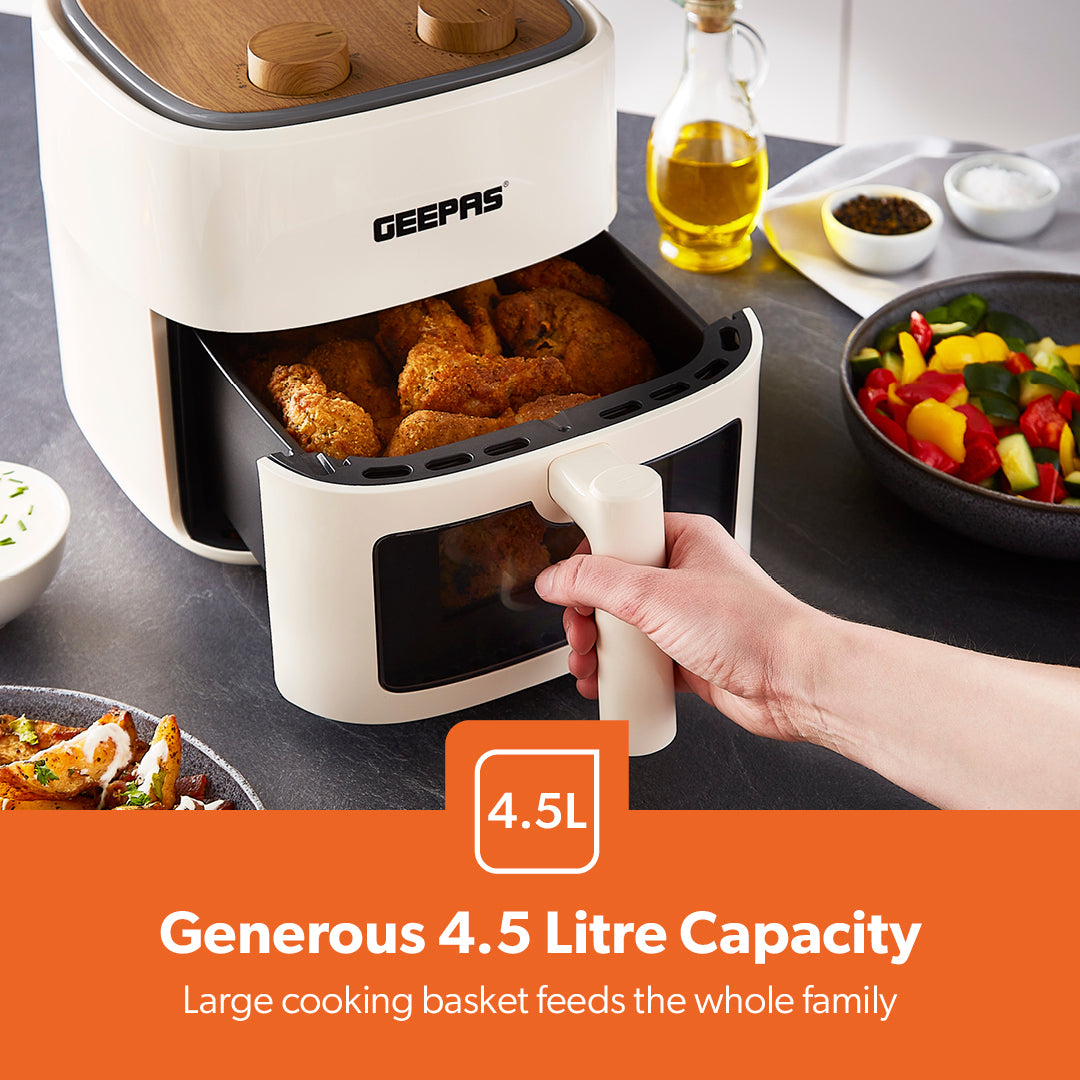 4.5L Elegant Wooden Vortex Air Fryer With Window