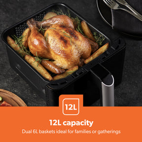 12L Dual Basket Stack Air Fryer Energy Efficient and Viewing Windows