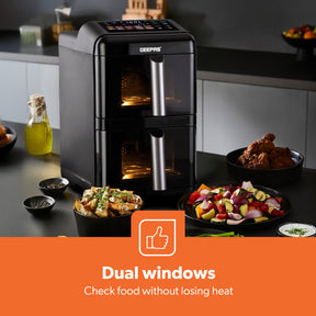 12L Dual Basket Stack Air Fryer Energy Efficient and Viewing Windows