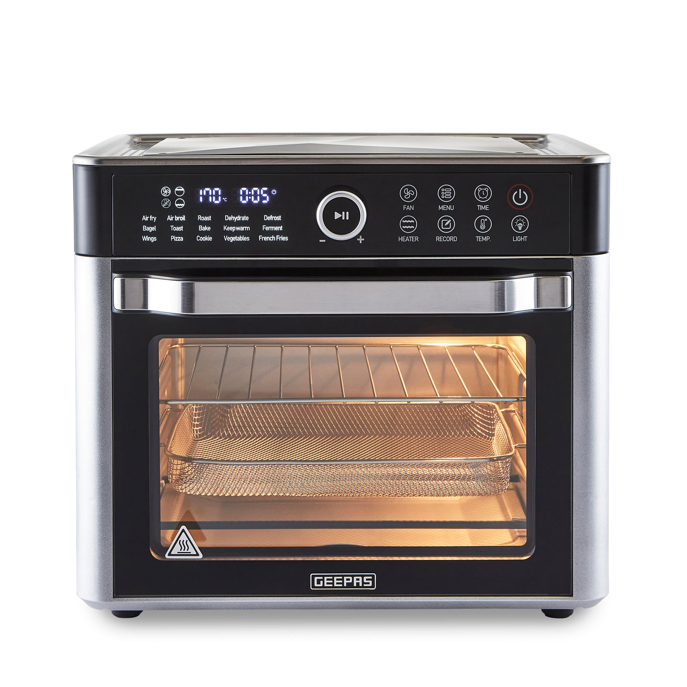 The 22L air fryer oven with the viewing window digital control panel on a white background.
