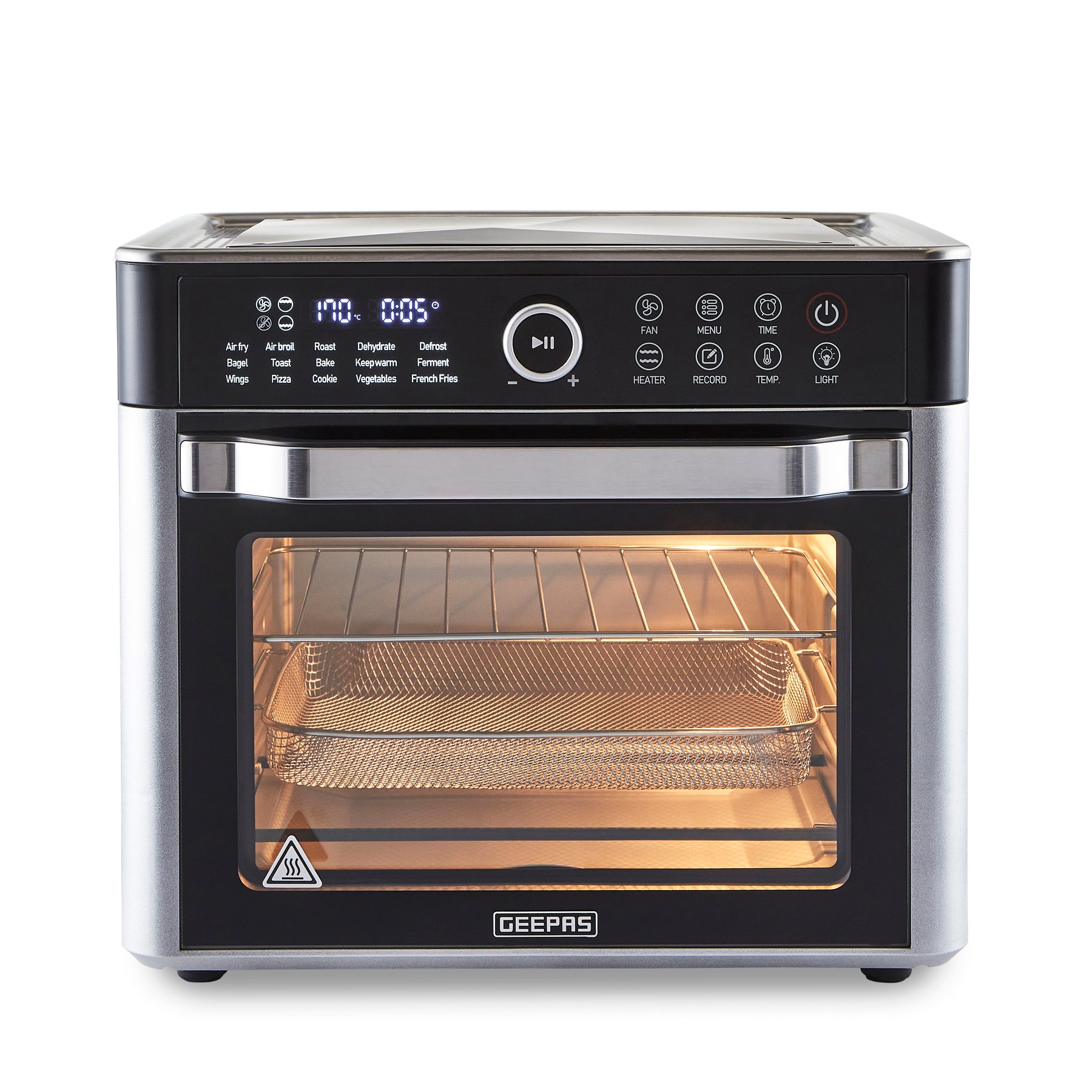 The 22L air fryer oven with the viewing window digital control panel on a white background.