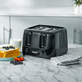Four-Slice Black Bread Toaster With Browning Control