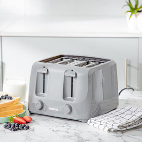 4-Slice Grey Electric Bread Toaster With Browning Control