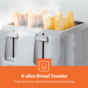 4-Slice Grey Electric Bread Toaster With Browning Control