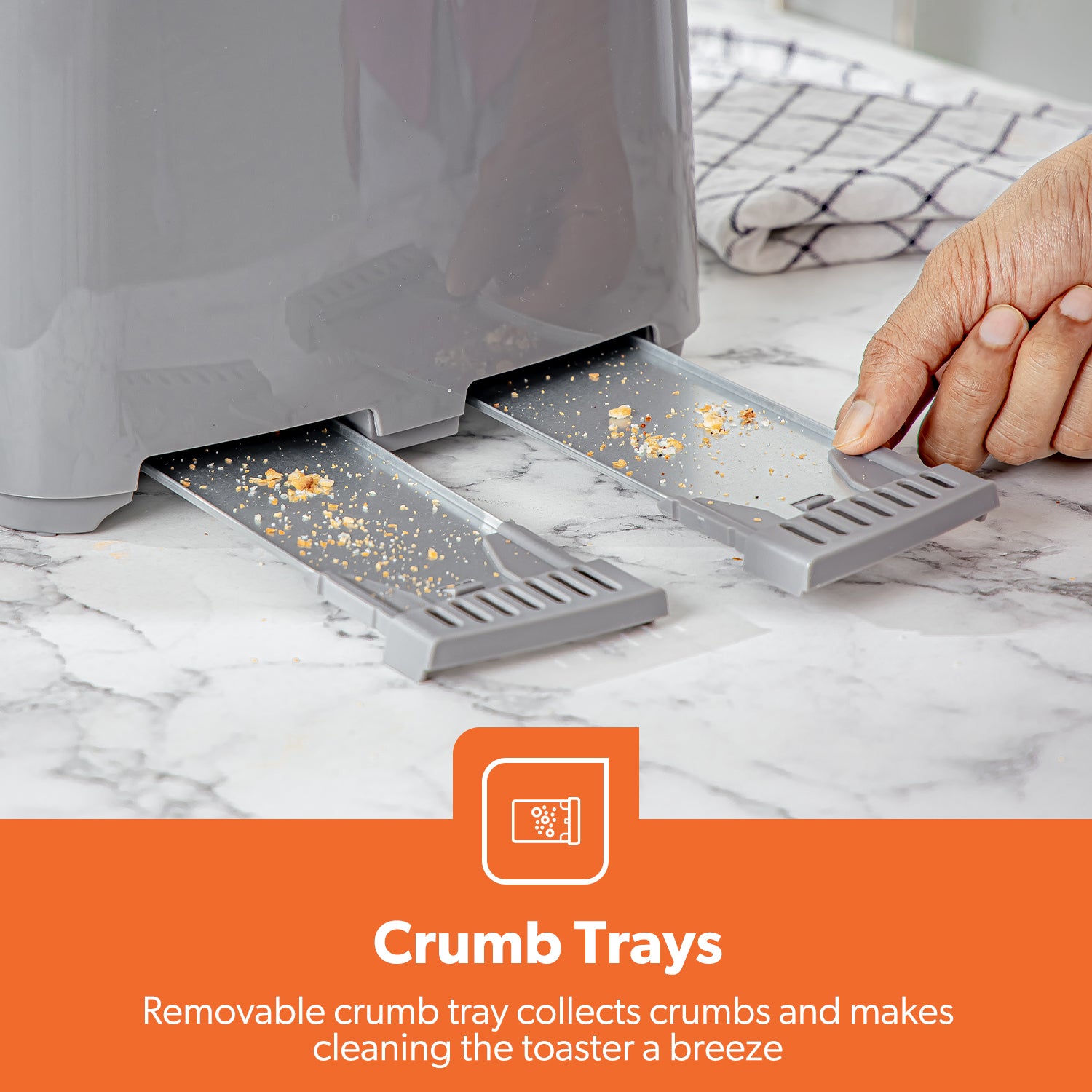 4-Slice Grey Electric Bread Toaster With Browning Control