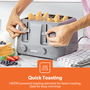 4-Slice Grey Electric Bread Toaster With Browning Control