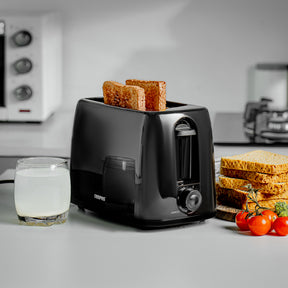 2-Slice Black Bread Toaster With 6 Level Browning Control