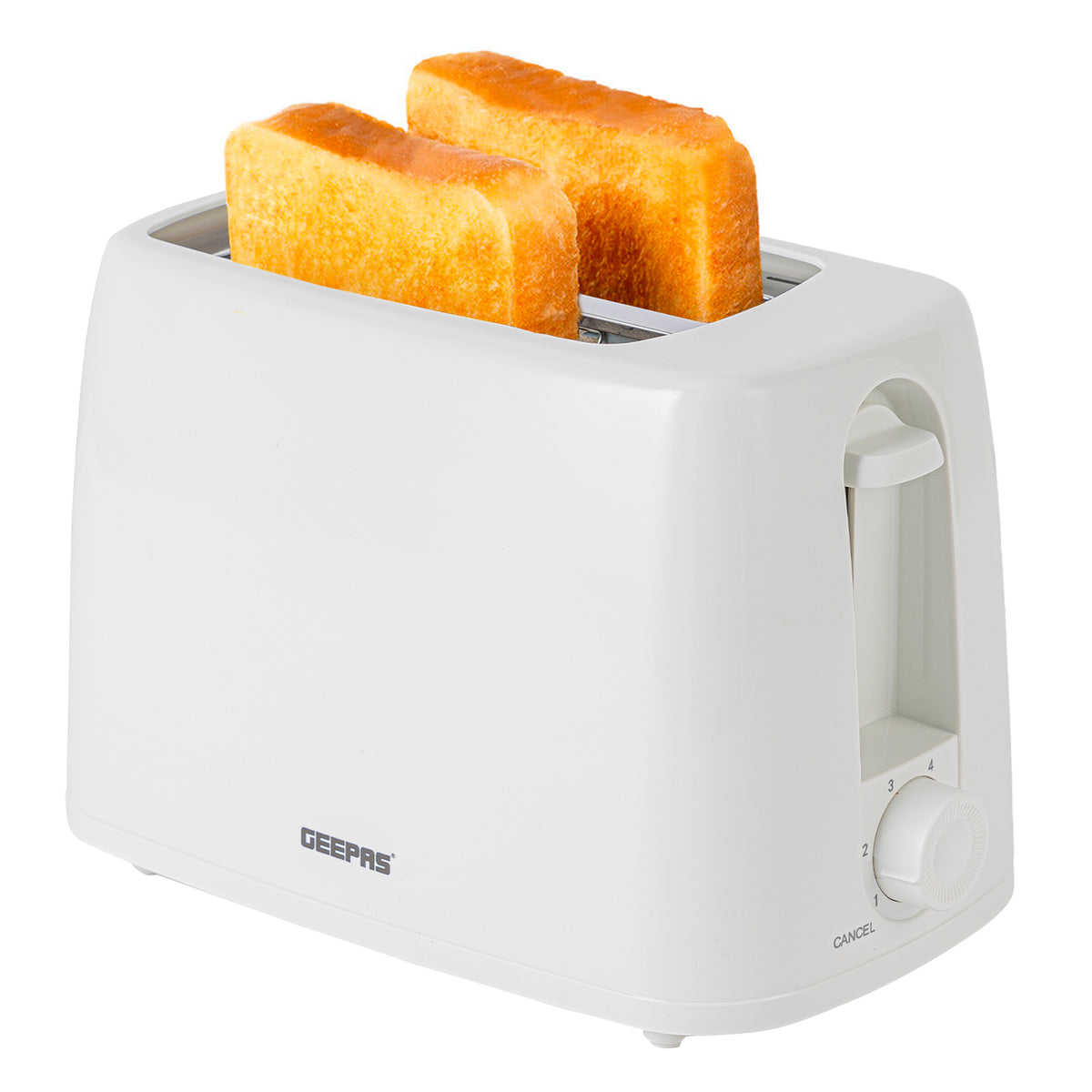 White 2-Slice Bread Toaster With 6 Level Browning
