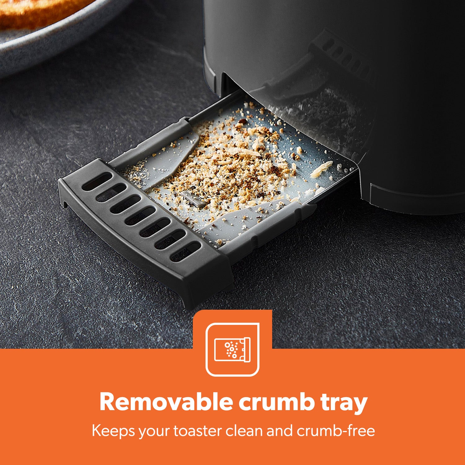 2-Slice Black Bread Toaster With 6 Level Browning Control