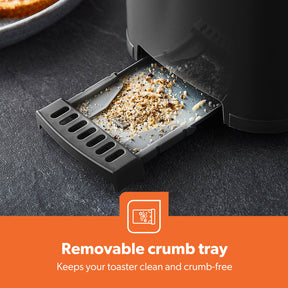 2-Slice Black Bread Toaster With 6 Level Browning Control