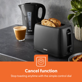 2-Slice Black Bread Toaster With 6 Level Browning Control