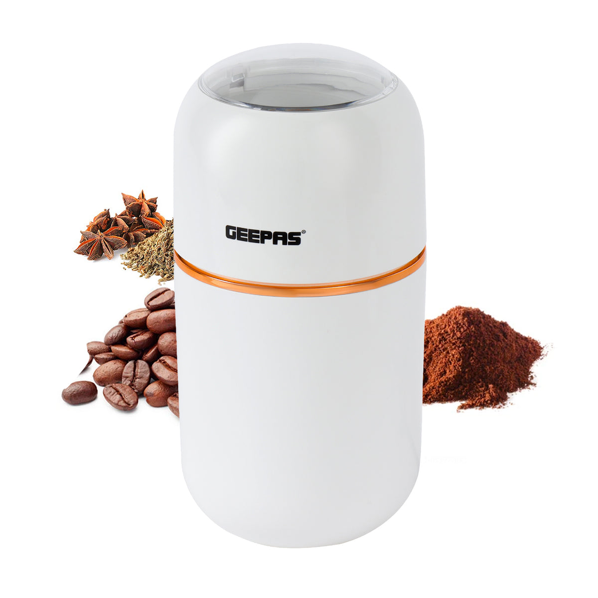 White Capsule Press-Down Coffee Grinder & Mixer Grinder