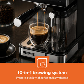 10-In-1 Espresso Machine 20 Bar Coffee Maker With Milk Frother