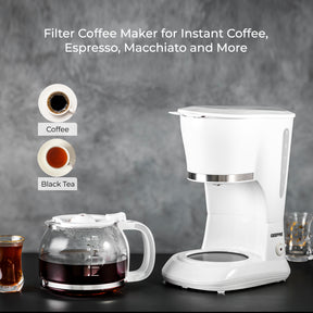 1.5L Automatic Drip Filter Coffee Machine In White