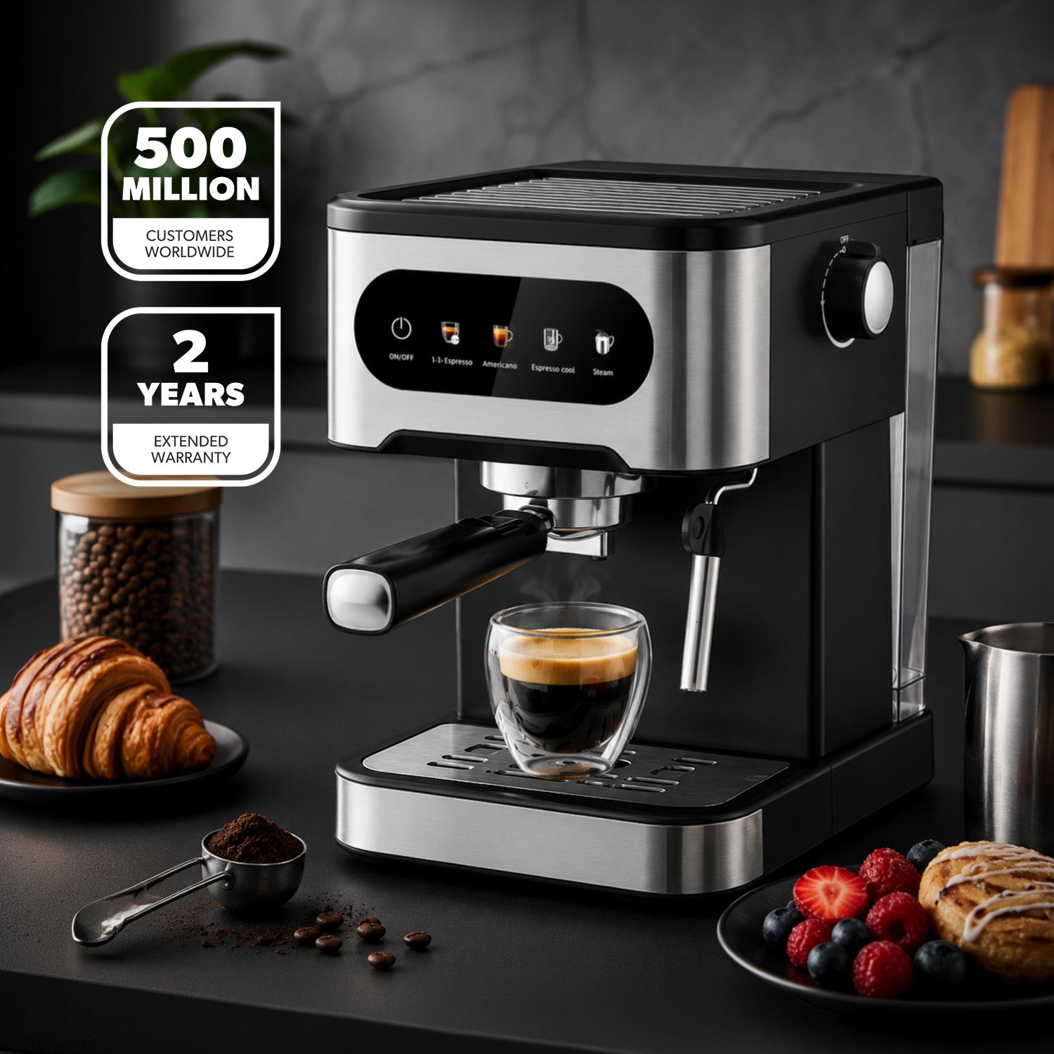 20-Bar Stainless Steel Barista Coffee Espresso Machine