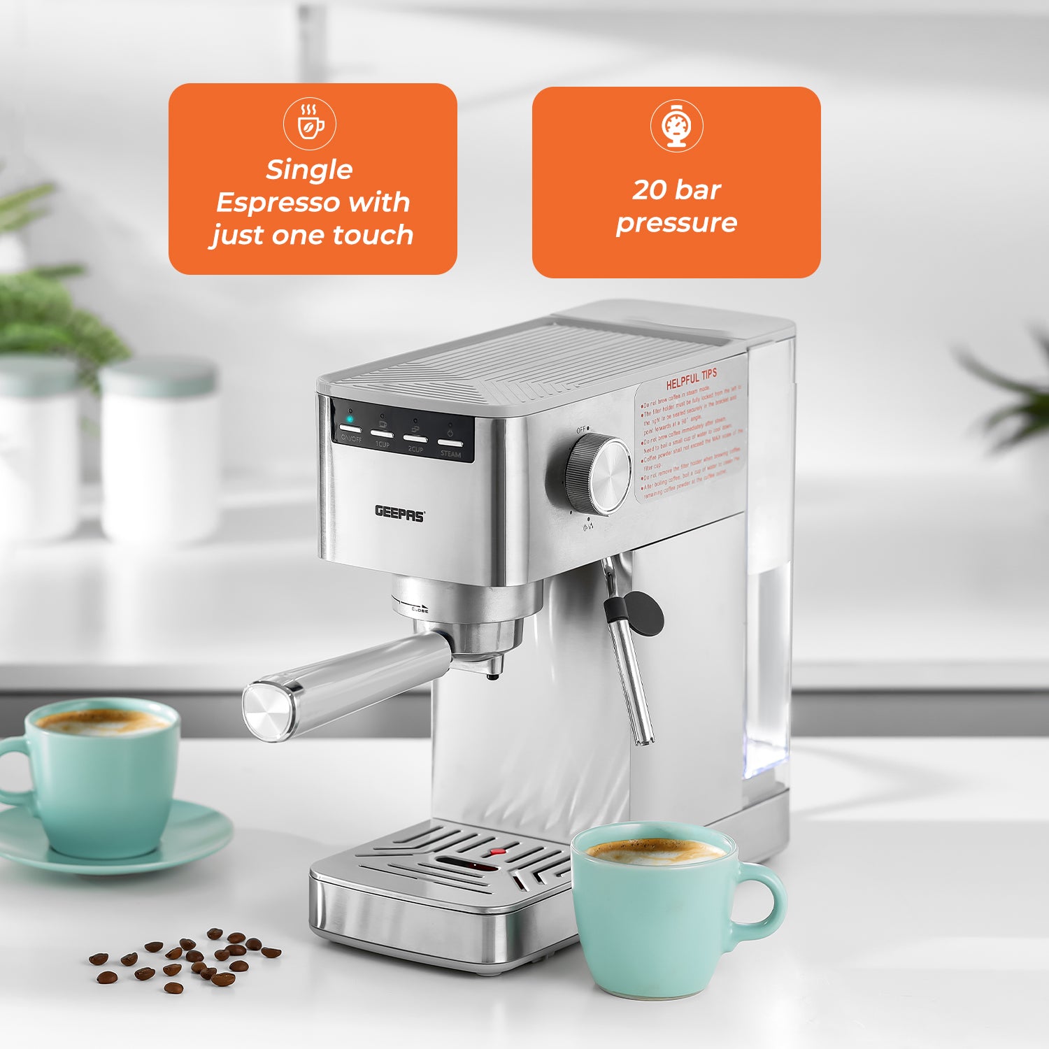Premium 20-Bar Espresso & Cappuccino Maker (Platinum Series)