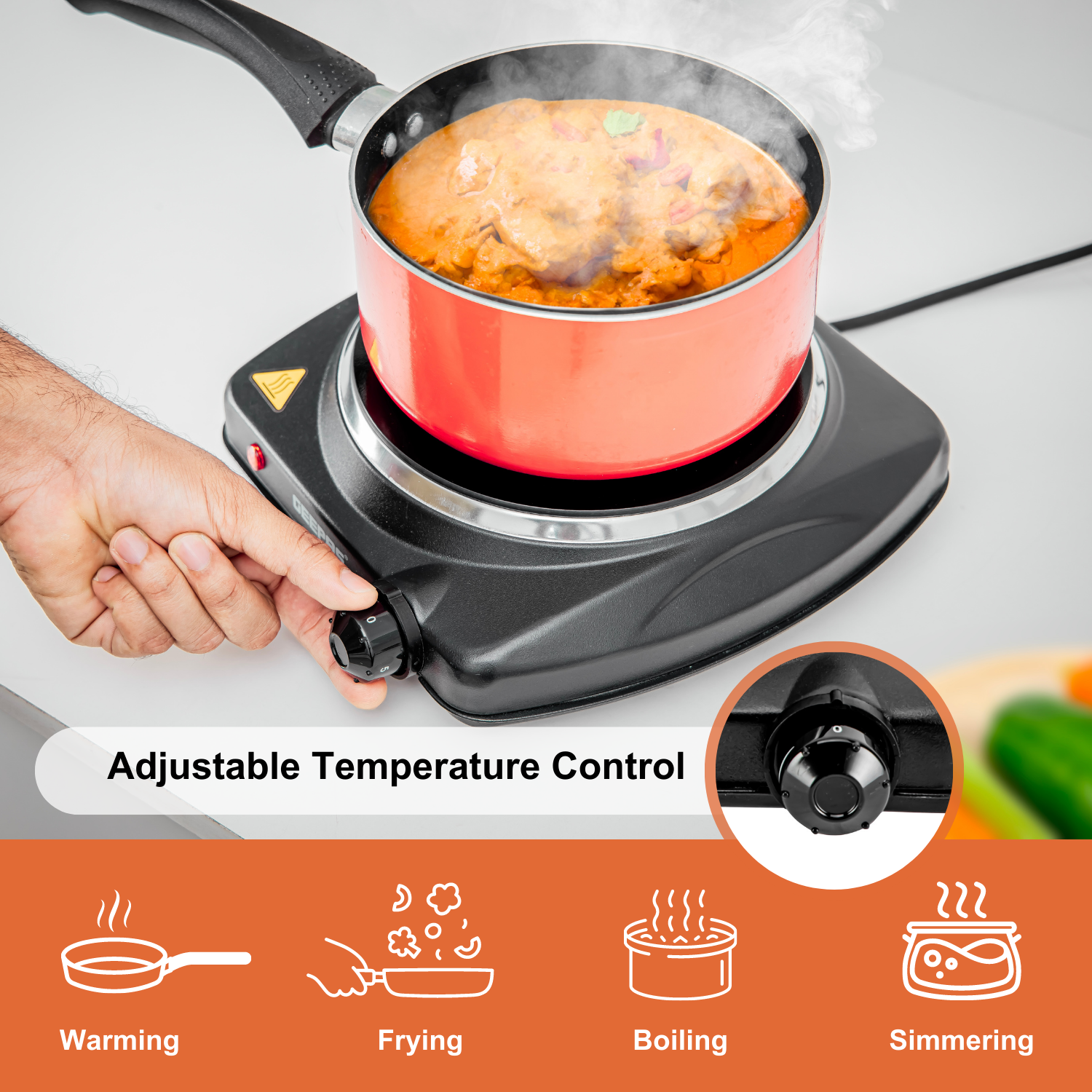 Single Portable Ceramic Hot Plate 1200W Single Burner Cooktop