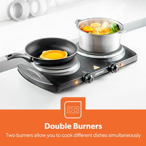 2000W Black Double Burner Portable Ceramic Hot Plate