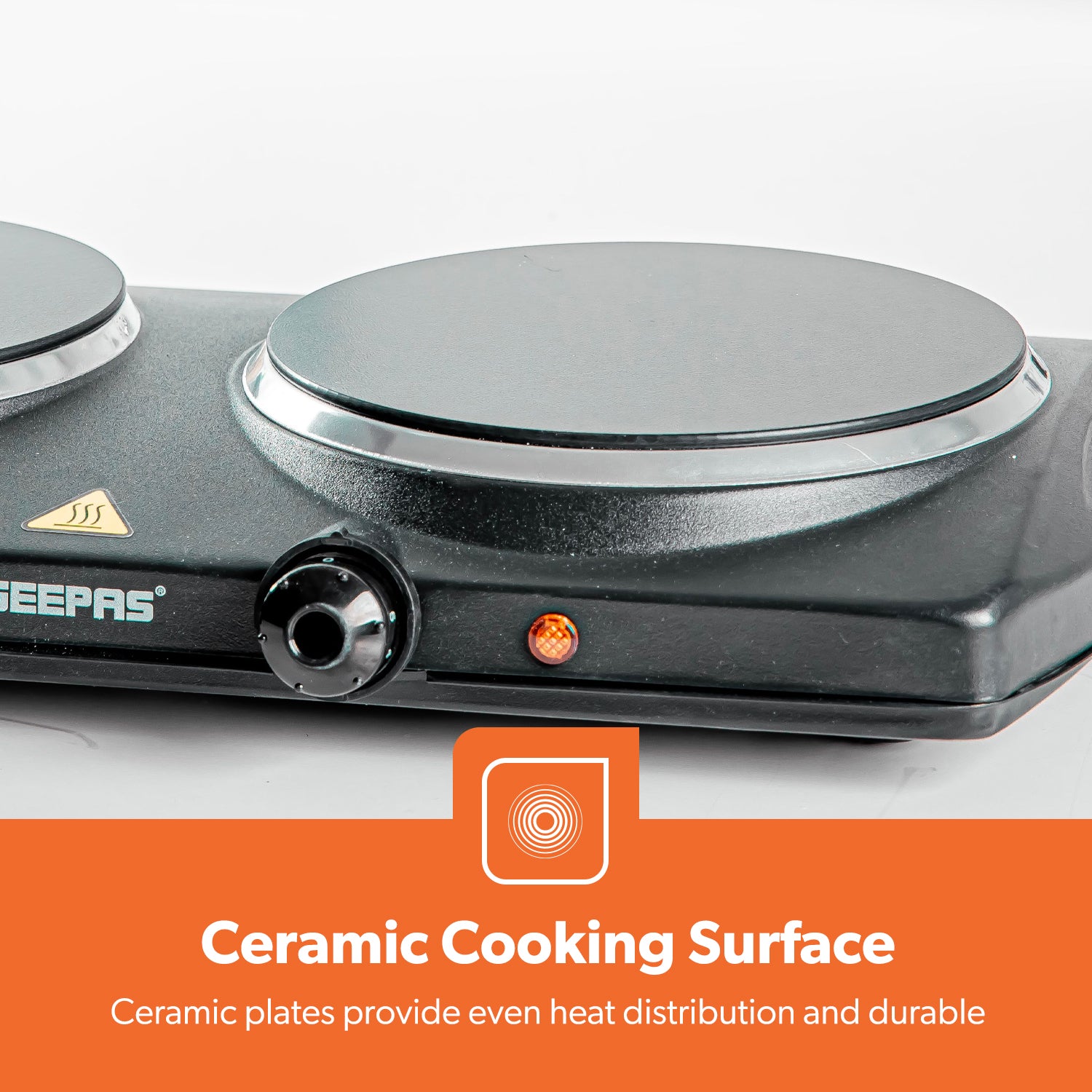 2000W Black Double Burner Portable Ceramic Hot Plate