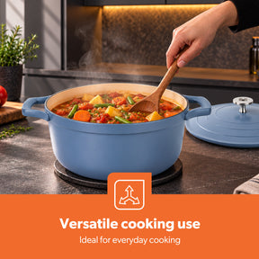 20cm Blue Die-Cast Casserole Pot with Lid Ceramic-Coated Cookware 2.5L