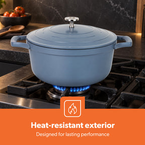 20cm Blue Die-Cast Casserole Pot with Lid Ceramic-Coated Cookware 2.5L