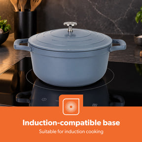 20cm Blue Die-Cast Casserole Pot with Lid Ceramic-Coated Cookware 2.5L