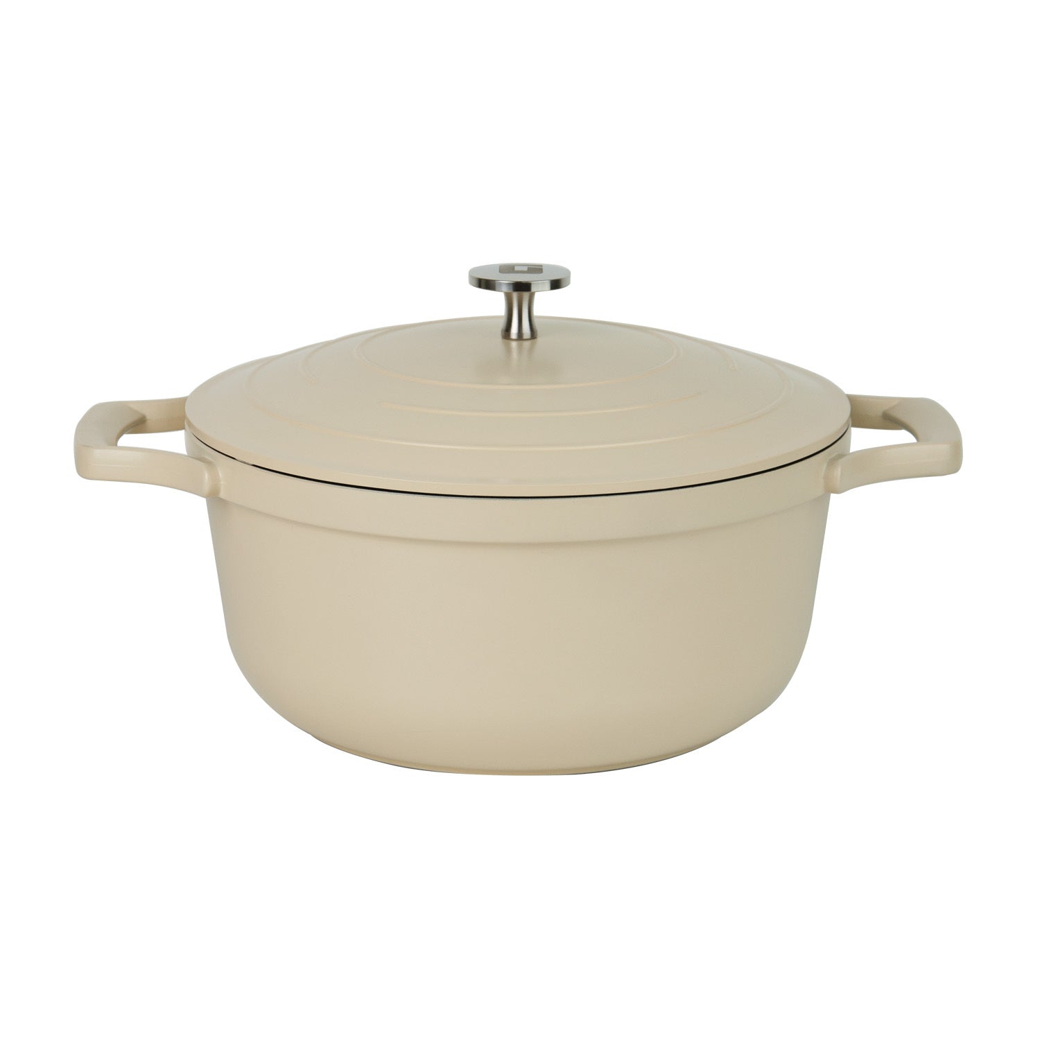24cm Cream Die-Cast Casserole Pot with Lid Ceramic-Coated Cookware 4.4L