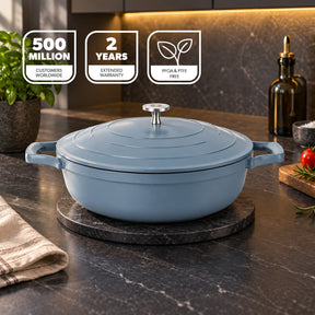 28cm Shallow Casserole Pot with Lid Die-Cast Aluminium Cookware 3.9L